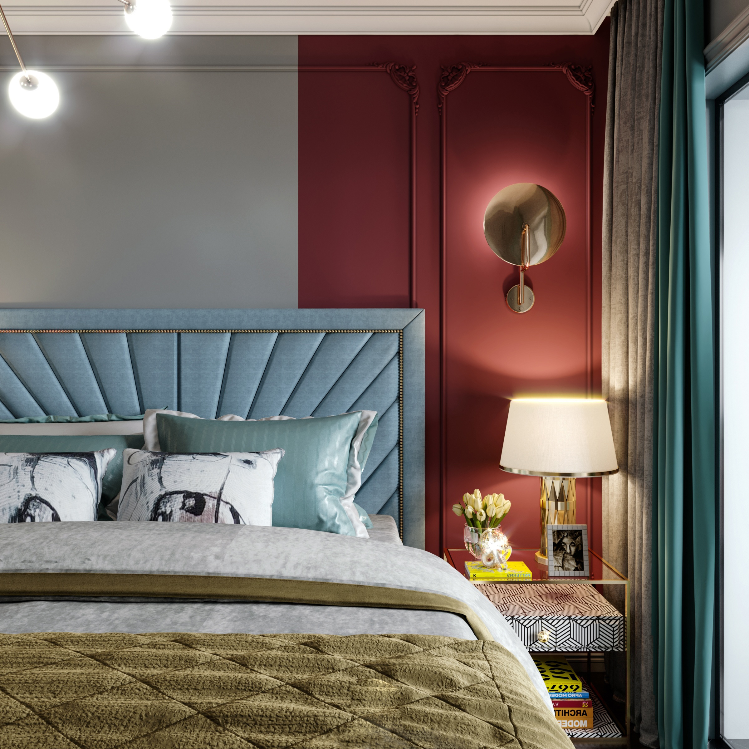 南寧嘉和城溫莎堡160㎡臥室美式輕奢裝修風格案例效果圖
