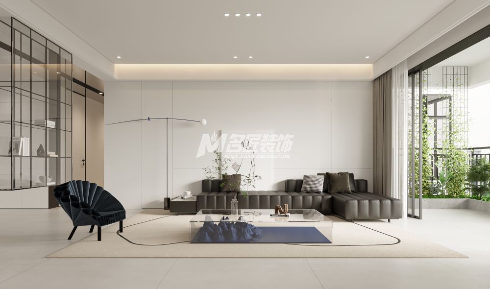 春江明月220㎡客廳側面現代簡約裝修風格效果圖